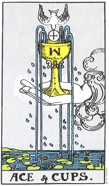 Rider-Waite tarot card: Ace of Cups (Ace of cups)