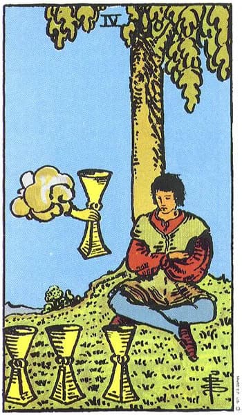 Rider-Waite tarot card: Four of Cups (Four of cups)