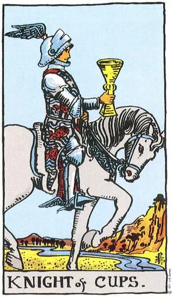 Rider-Waite tarot card: Knight of Cups (Knight of cups)