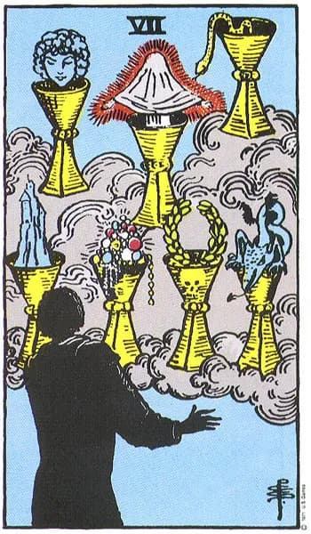 Rider-Waite tarot card: Seven of Cups (Seven of cups)