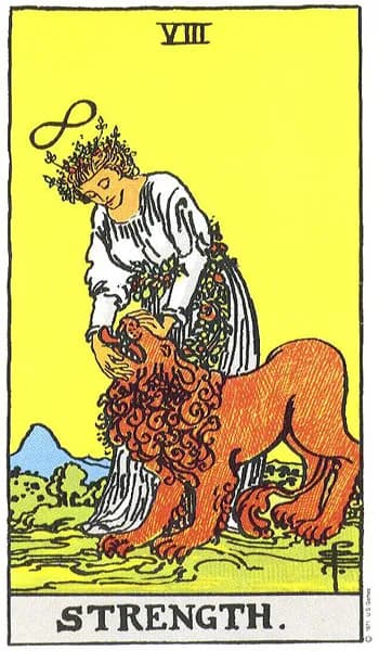 Rider-Waite tarot card: Strength (Strength)