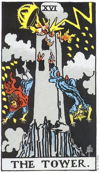 Rider-Waite tarot card: The Tower (The Tower)