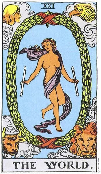 Rider-Waite tarot card: The World (The World)