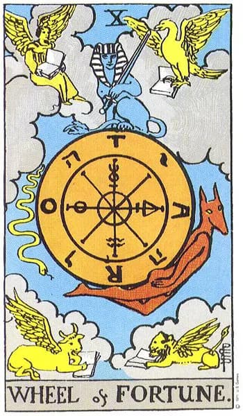 Rider-Waite tarot card: Wheel of Fortune (Wheel of Fortune)