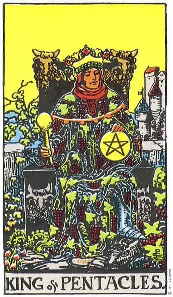 Rider-Waite tarot card: King of Pentacles (King of pentacles)