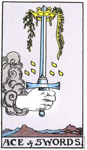 Rider-Waite tarot card: Ace of Swords (Ace of swords)