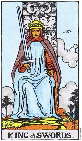 Rider-Waite tarot card: King of Swords (King of swords)