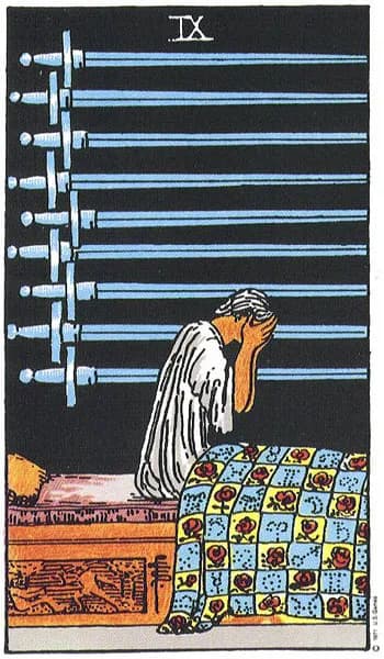 Rider-Waite tarot card: Nine of Swords (Nine of swords)