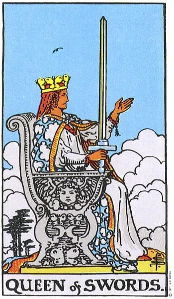 Rider-Waite tarot card: Queen of Swords (Queen of swords)