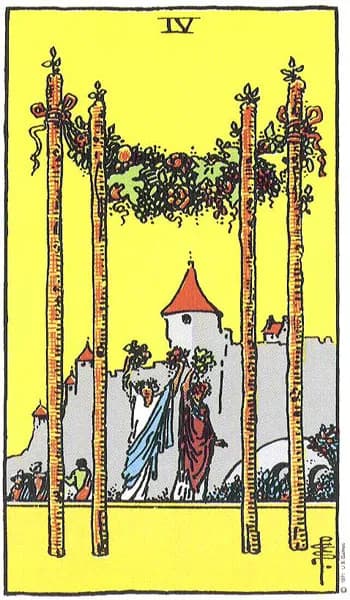 Rider-Waite tarot card: Four of Wands (Four of wands)