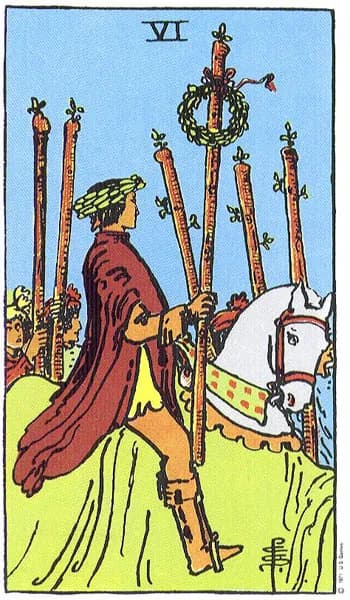 Rider-Waite tarot card: Six of Wands (Six of wands)