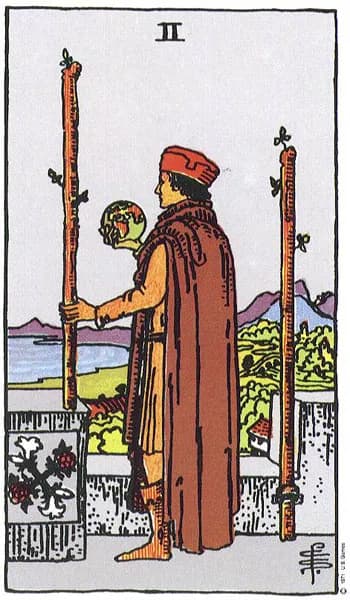 Rider-Waite tarot card: Two of Wands (Two of wands)